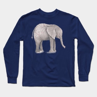 Cute Elephant with Flowers Long Sleeve T-Shirt